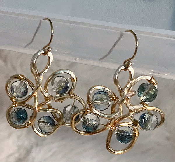 Crystal Flower Wire Earrings