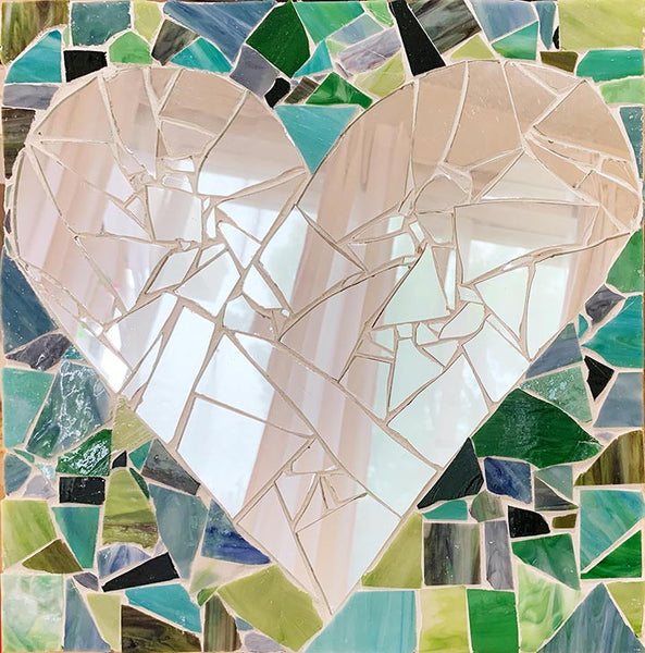 Mosaic Heart Mirror (Nature)