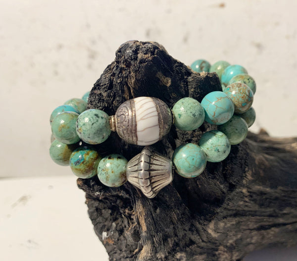 Picasso Turquoise 10MM Bead Bracelet on Stretch Cord – Kami Lerner