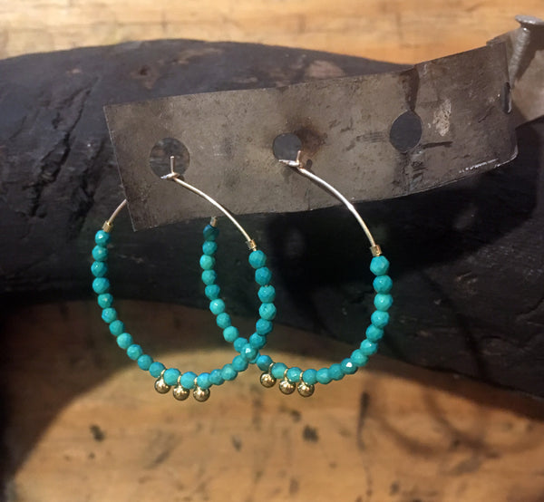 Howlite Turquoise Hoop Earrings