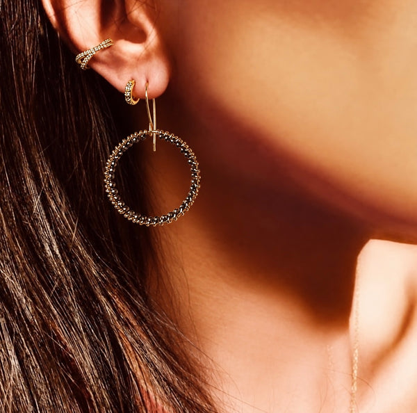 Cat's Eye Crystal Hoop Earrings
