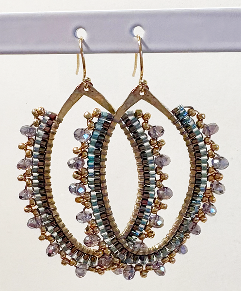 Beaded Oval Earrings