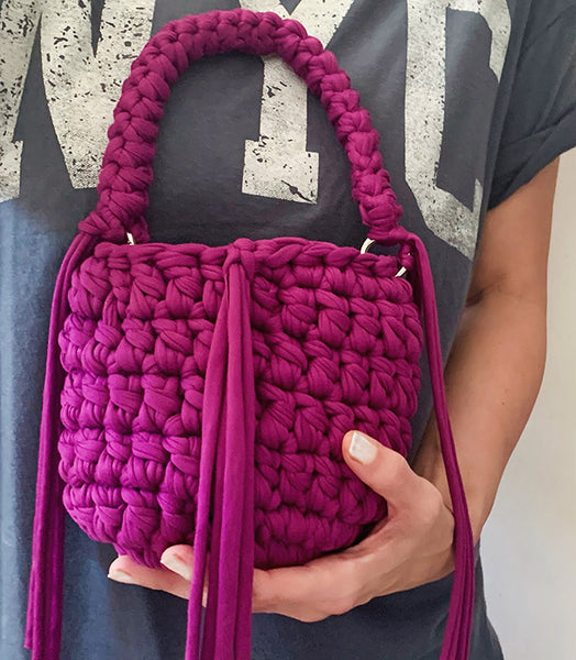 Raspberry Bowl T-Shirt Crochet Purse