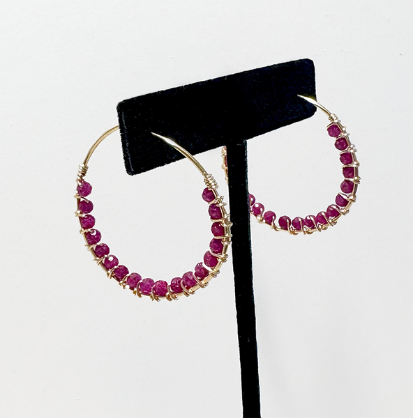 Ruby Crystal Hoop Earrings