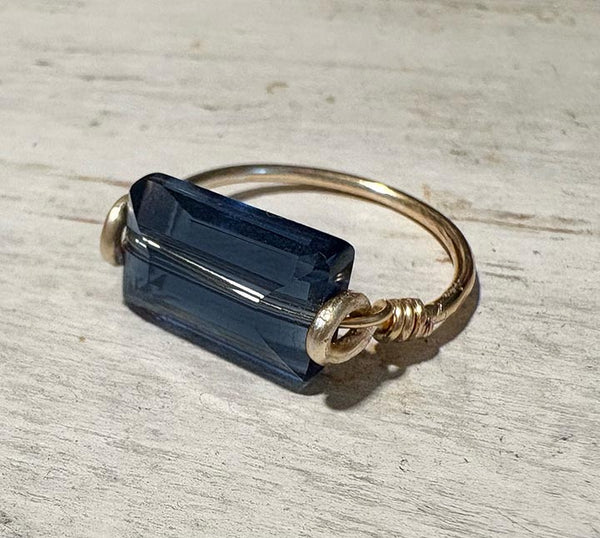 Sapphire Crystal Flat Bead Ring