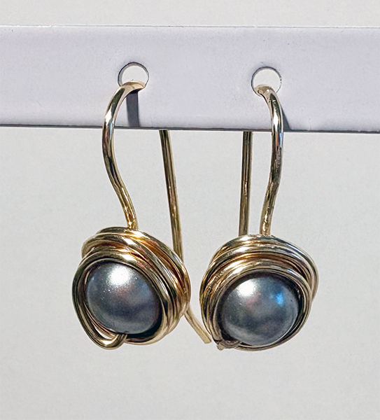 Silver Pearl Gold Filled Wrap Around Earrings