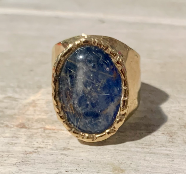 Lapis Adjustable Gold Overlay Ring