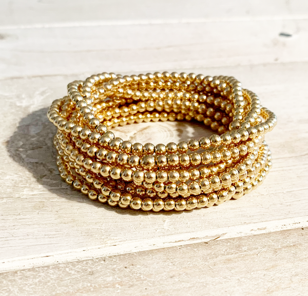 3MM Gold Filled Ball Bracelet on Stretch Cord