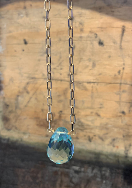 Aquamarine Teardrop Necklace