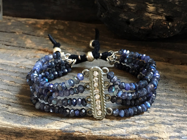Sapphire Multi-Strand Adjustable Cuff Bracelet