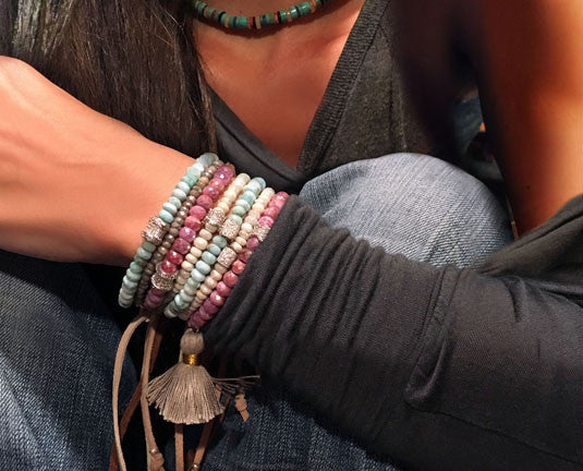 Larimar Silverite Bracelet on Adjustable Leather