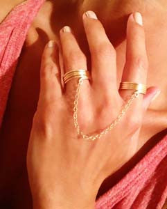Double Wrap Ring with  Simple Hand Chain