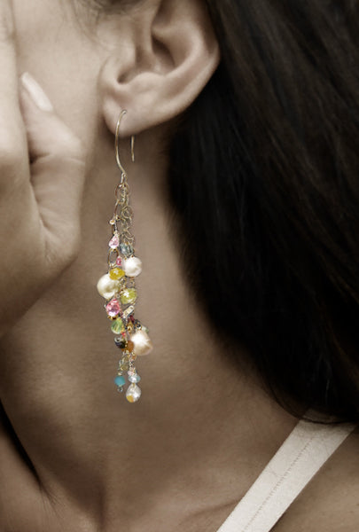 Semi-Precious Gemstone Dangle Earrings