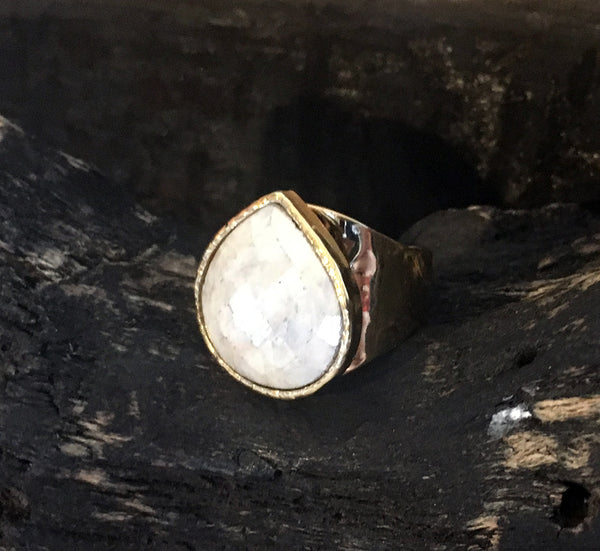 Moonstone Sparkle Adjustable Ring
