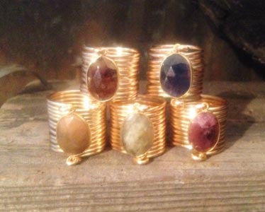 Natural Untreated Sapphire Wire Wrap Rings