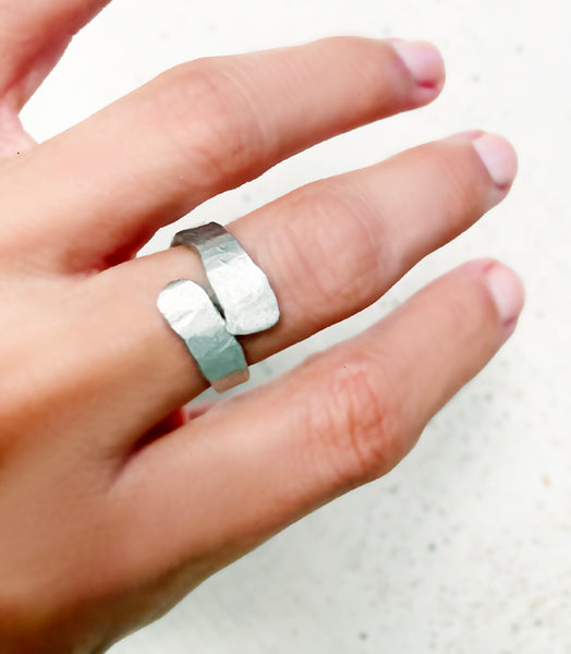 Silver Hammered Wrap Ring