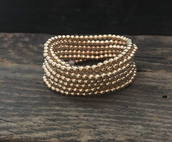 4MM Gold Filled Ball Bracelet on Stretch Cord