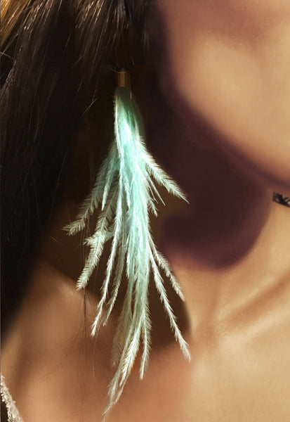 Mint Turquoise Feather Earrings
