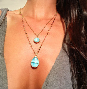 Small Turquoise on 24K Gold Overlay Chain