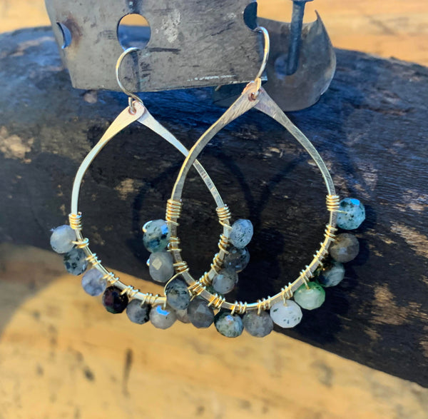 XL Zoisite Hammered Gold Filled Earrings